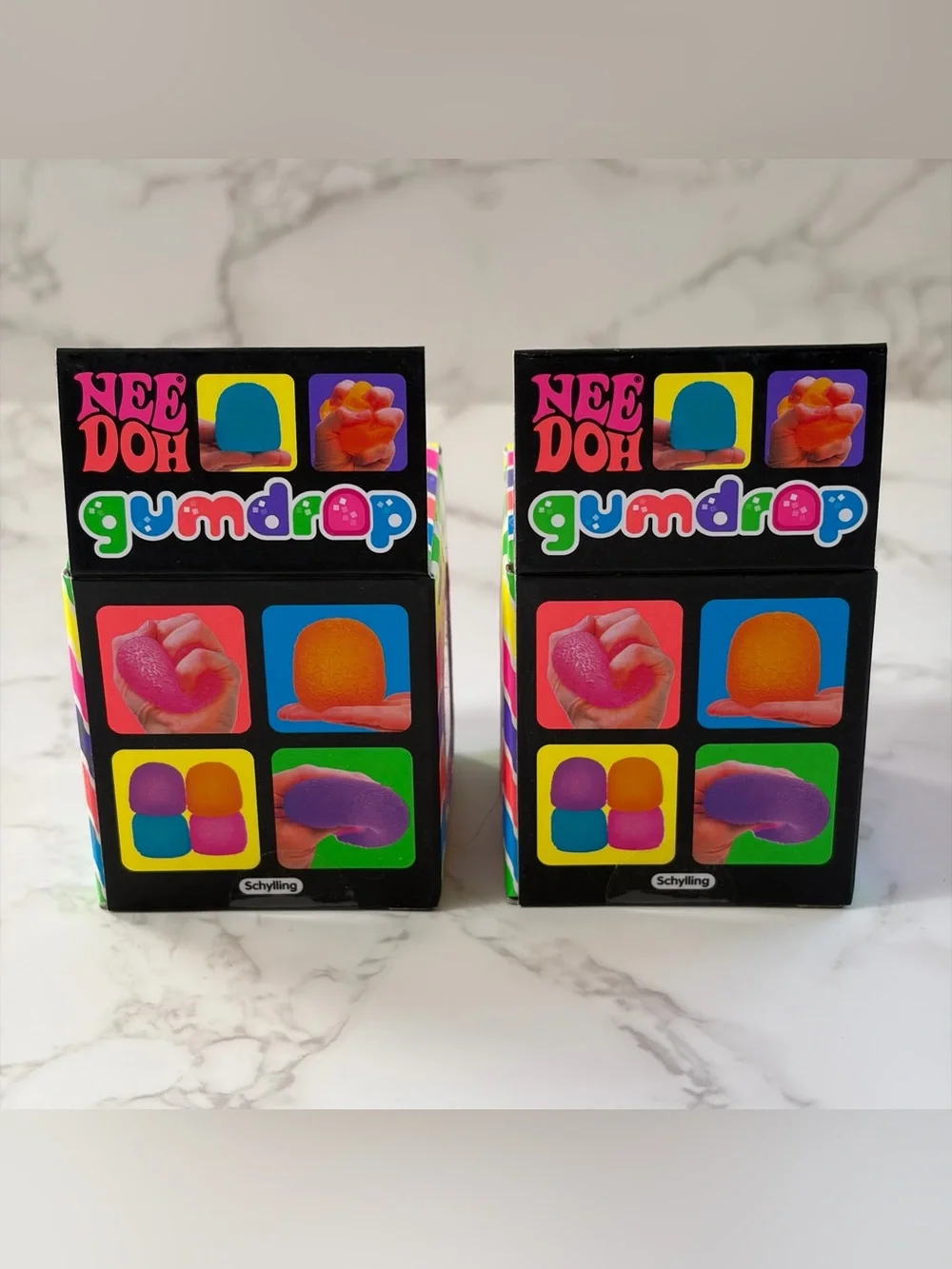 Lot Of 2: Nee Doh Gumdrop Super Solid Squish Purple & Orange Sensory Toy New